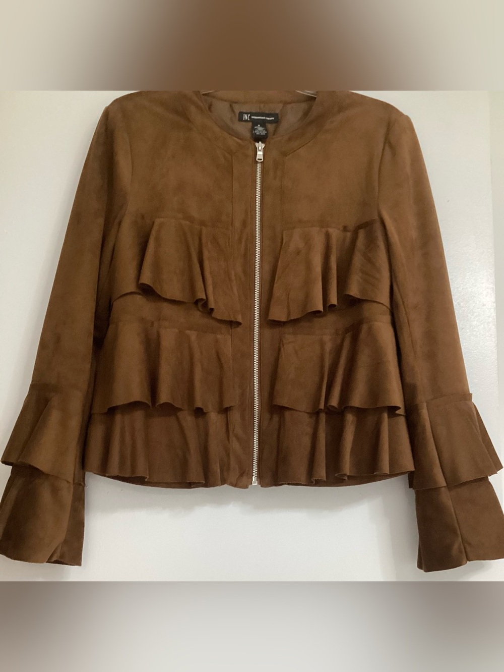 INC International Concepts Brown Suede Ruffle Skirt